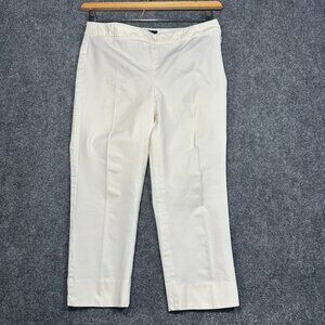 Talbots Pants Womens 2 Petite Chatham Crop White Cotton Stretch  Side Zip
